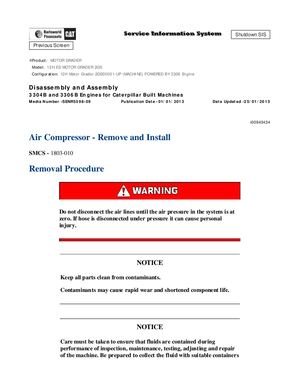 Caterpillar 12H ES Motor Grader Service Manual PDF