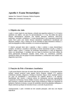 Apostila 1 :Exame Dermatológico