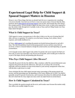 Child Support & Spousal Support Houston | Philip Family Law