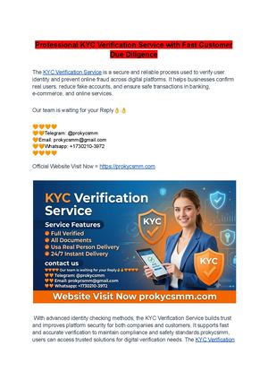 Professional Kyc Verification Service With Fast Customer Due Diligence