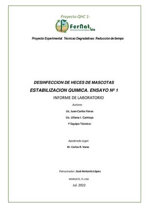 Ensayo 1 Estabilizacion Quimica De Heces Mascotas