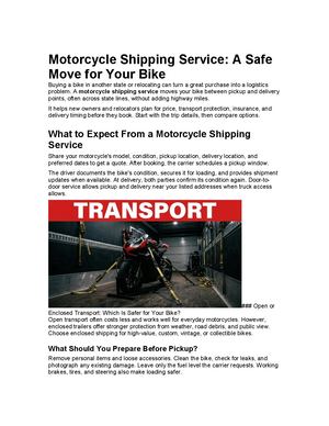 Ship Motorcycle Cross State Safely | US Car-Go Freight