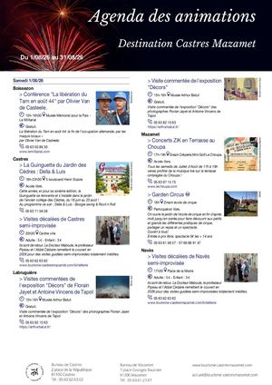Agenda Des Animations Destination Castres Mazamet Août 2026
