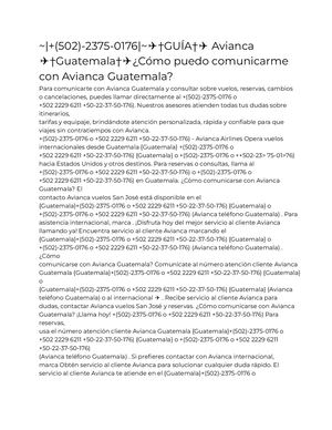 ~|+(502)-2375-0176|~✈†GUÍA†✈ Avianca  ✈†Guatemala†✈¿Cómo puedo comunicarme