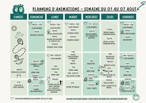 programme animation 1-7 aout