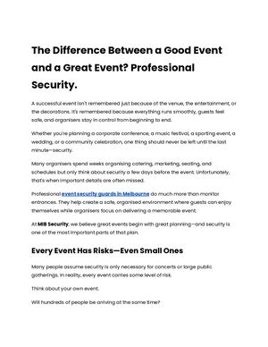 The Difference Between A Good Event And A Great Event Professional Security