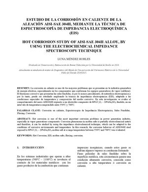 Estudio De La Corrosión En Caliente De La Aleación Aisi Sae 304h, Mediante La Técnica De Espectroscopía De Impedancia Electroquímica (Eis)