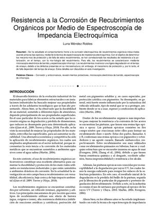Resistencia a la Corrosión de Recubrimientos Orgánicos por Medio de Espectroscopía de Impedancia Electroquímica