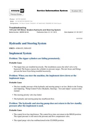 Caterpillar 14H NA Motor Grader Service Manual PDF