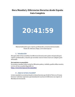 Hora Mundial Y Diferencias Horarias Desde Espana Guia Completa