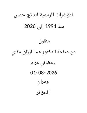 المؤشرات الرقمية لنتائج حمس منذ 1991 الى 2026