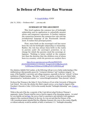 In Defense Of Professor Ilan Wurman