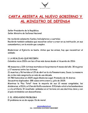 Carta Abierta Al Nuevo Gobierno
