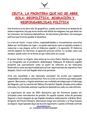 Ceuta, La Frontera Que No Se Abre Sola