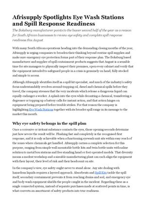 Afrisupply Spotlights Eye Wash Stations and Spill Response Readiness