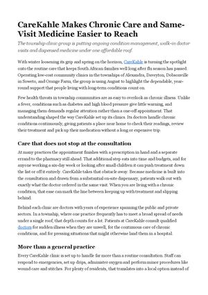 CareKahle Makes Chronic Care and Same-Visit Medicine Easier to Reach