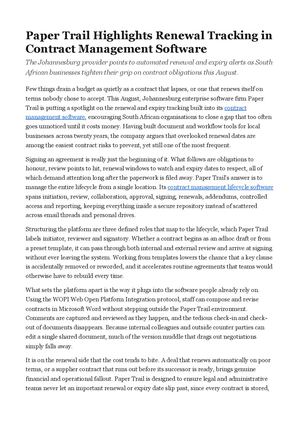 Paper Trail Highlights Renewal Tracking in Contract Management Software