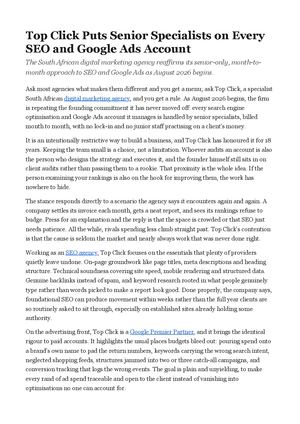 Top Click Puts Senior Specialists on Every SEO and Google Ads Account