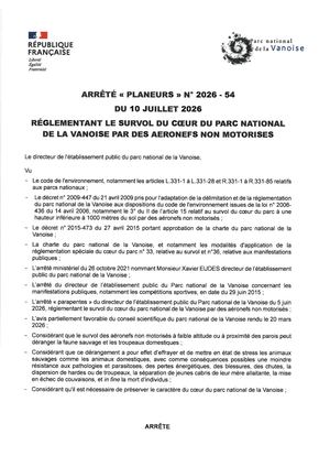 Arrêté Planeurs N°2026 54 Réglementant Le Survol Du Coeur Du Parc National De La Vanoise Par Des Aéronefs Non Motorisés 0