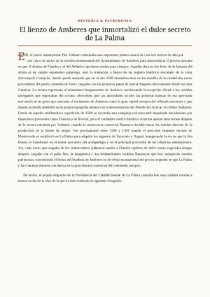 El lienzo de Amberes que inmortalizó el dulce secreto de La Palma.