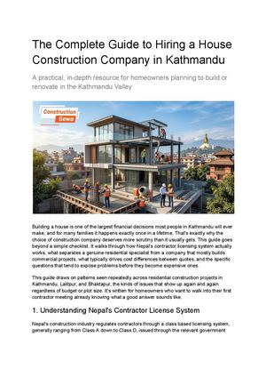 The Complete Guide To Hiring A House Construction Company In Kathmandu