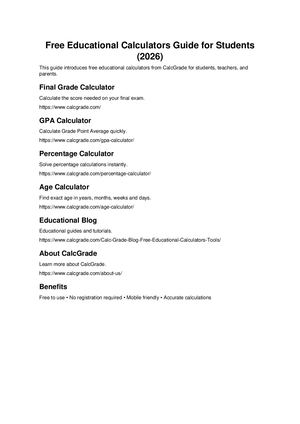Free Educational Calculators Guide Calc Grade