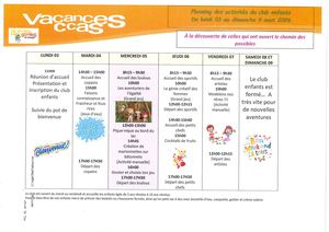 Programme Du 02 Au 08 Août 2026