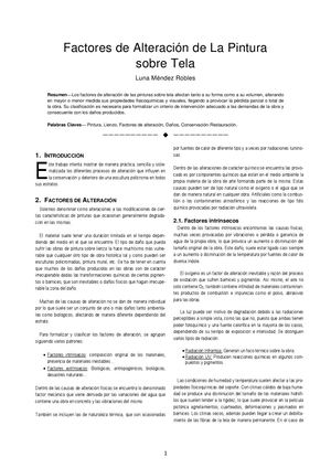Factores De Alteración De La Pintura Sobre Tela