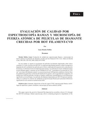 Evaluación De Calidad Por Electroscopía Raman Y Microscopía De Fuerza Atómica De Películas De Diamante