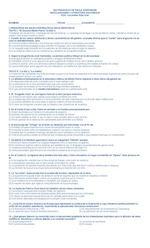 2026 Evaluacion De Literatura Gauchesca
