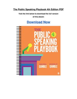 The Public Speaking Playbook 4th Edition Pdf