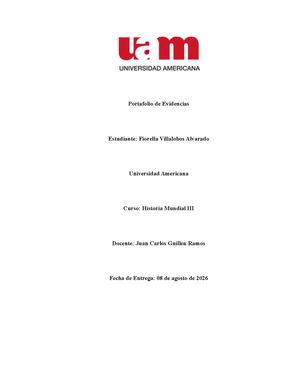Portafolio De Evidencias (Historia Mundial Iii) Fiorella Villalobos Alvarado