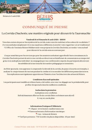 La Corrida Chuchotée, Communiqué de Presse