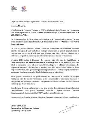France Vietnam Forward 2026 Ambassador Letter Fr Eng