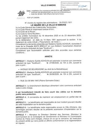 26 PSOC 1811 Installation D'un Commerce Ambulant Foodtruck - Avenue De Bourgogne Et Rue Du 8 Mai 1945 - Le 27 08 2026 De 15h à 23h - Publiée Le 03 08 2026
