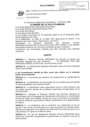 26 PSOC 1808 Installation D'un Commerce Ambulant Foodtruck - Rue Des Francais Libres - Le 29 08 2026 De 18h à 23h - Publiée Le 03 08 2026