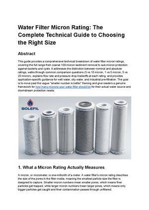 Water Filter Micron Rating The Complete Technical Guide To Choosing The Right Size