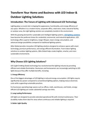 Transform Your Home And Business With Led Indoor & Outdoor Lighting Solutions