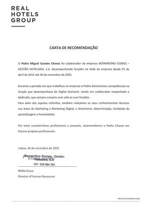 Carta Recomendacao Pedro Chaves