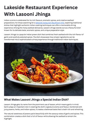 Lakeside Restaurant Experience With Lasooni Jhinga