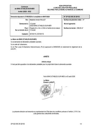 DP 26 Q 0152 - Arrêté