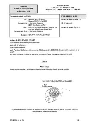DP 26 Q 0163 - Arrêté