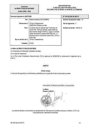 DP 26 Q 0174 - Arrêté