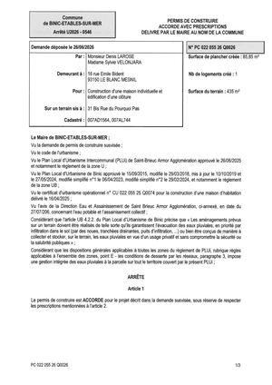 PC 26 Q 0026 - Arrêté