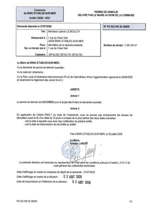 PD 26 Q 0009 - Arrêté