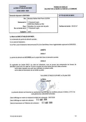 PD 26 Q 0010 - Arrêté