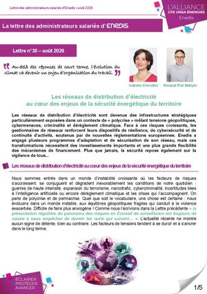 Lettre Administrateurs Salariés Enedis N°30