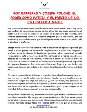 Roy Barreras Y Joseph Fouché