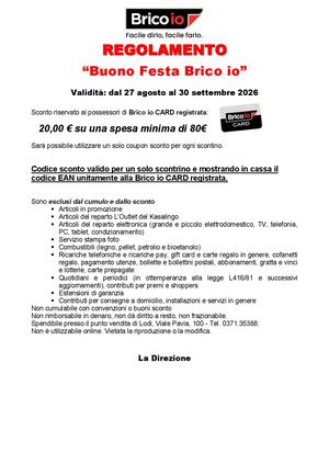 Regolamento Festa Unita 20€ Su 80€