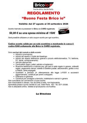 Regolamento Festa Unita 50€ Su 150€
